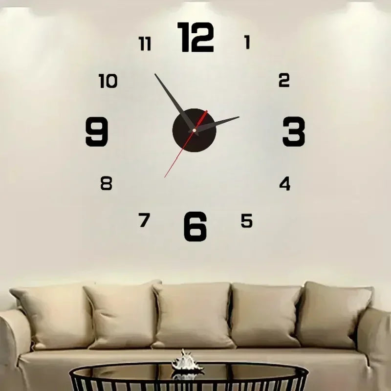 Large 3D acrylic wall clock with mirror effect