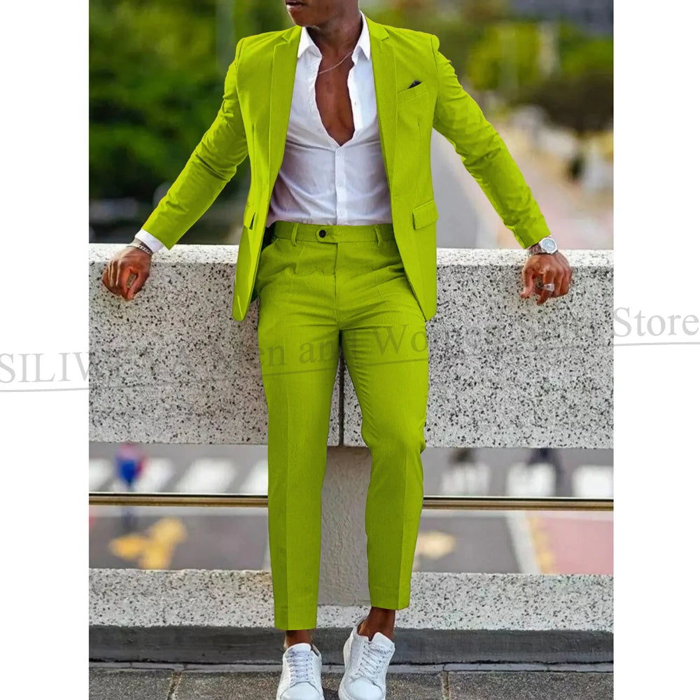 Mens 2 Piece slim fit Suit: Formal Wedding & Graduation Tuxedo