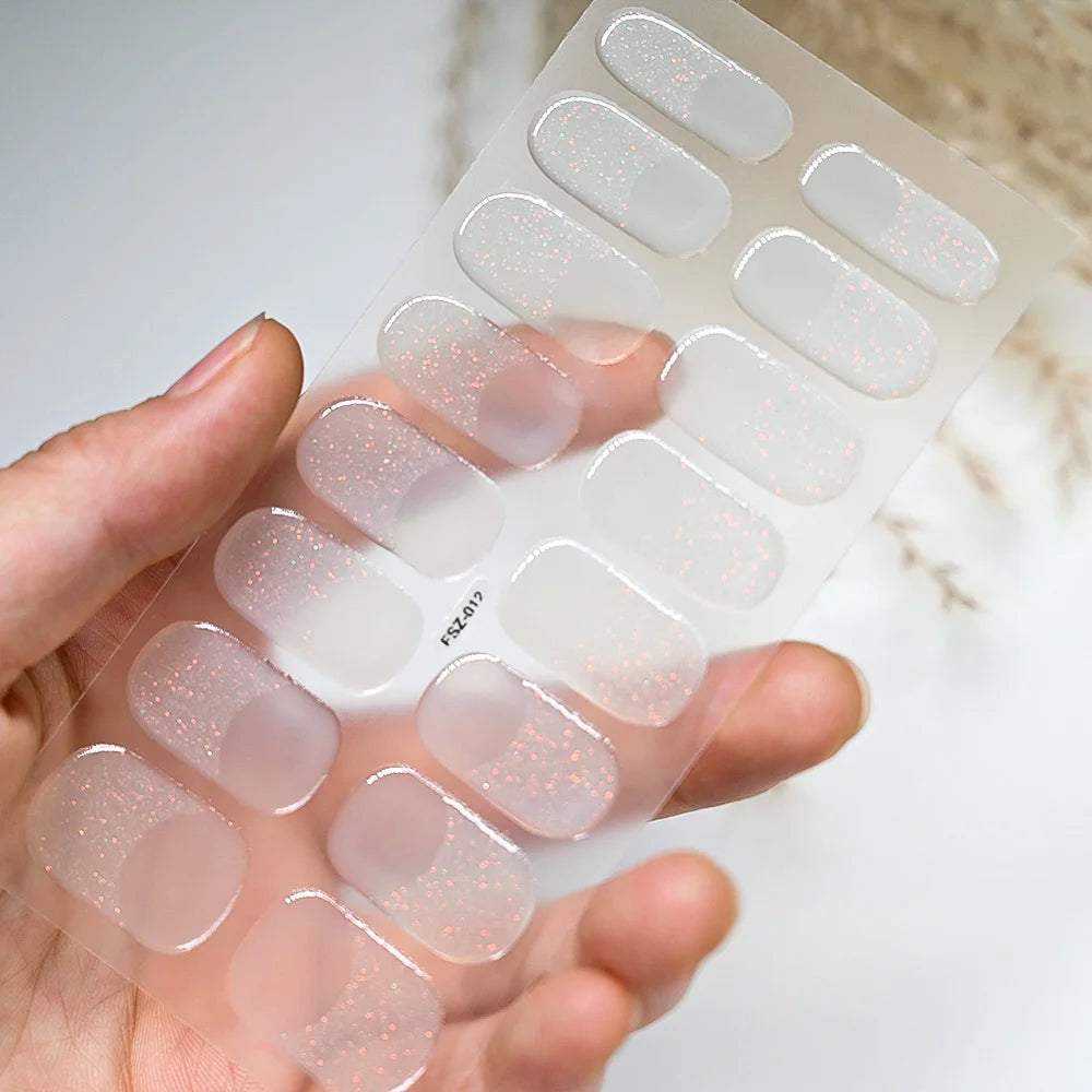 Semi-Cured Gel Nail Wraps with French Tips, Long Lasting for Nail Art & Extensions