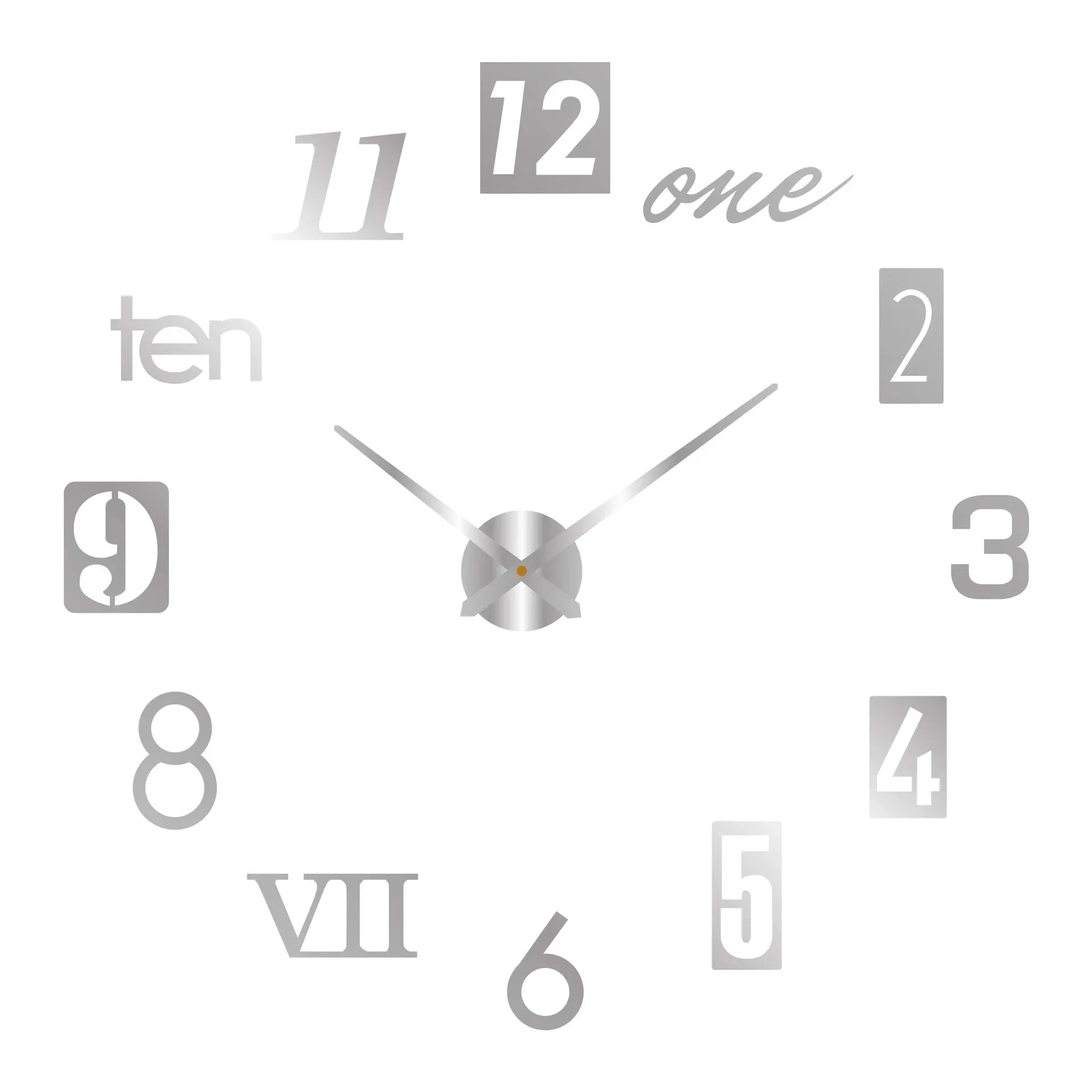 Large 3D acrylic wall clock with mirror effect