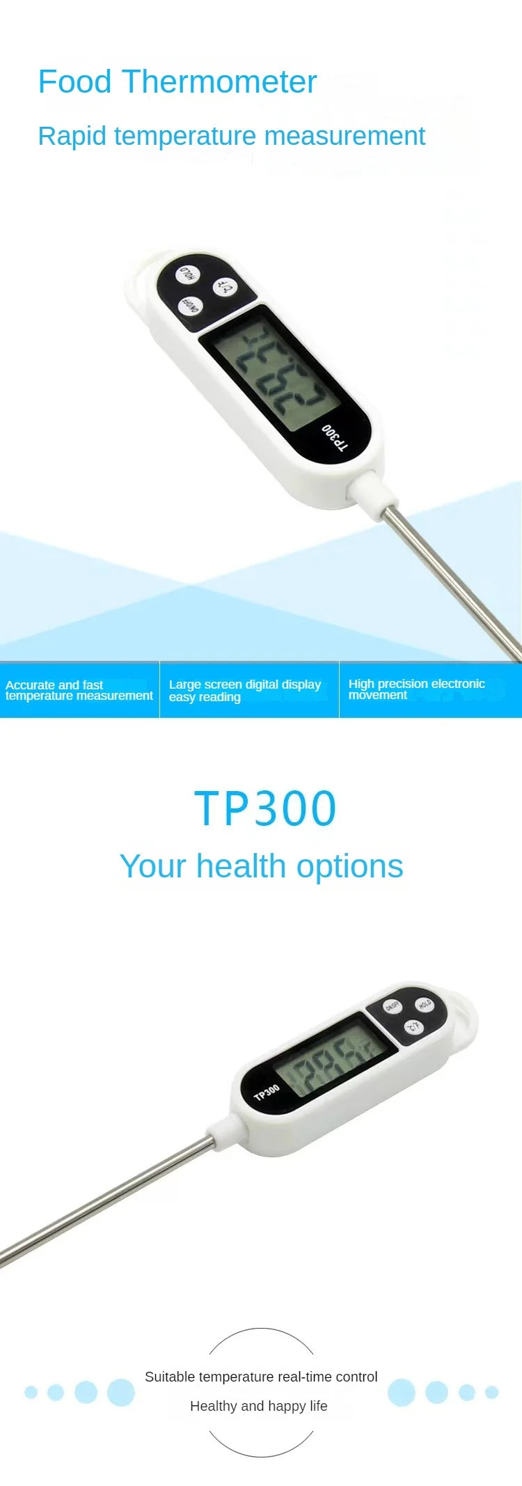 Digital kitchen thermometer with probe