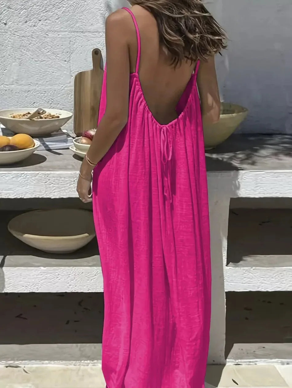 Women's long summer dress open back