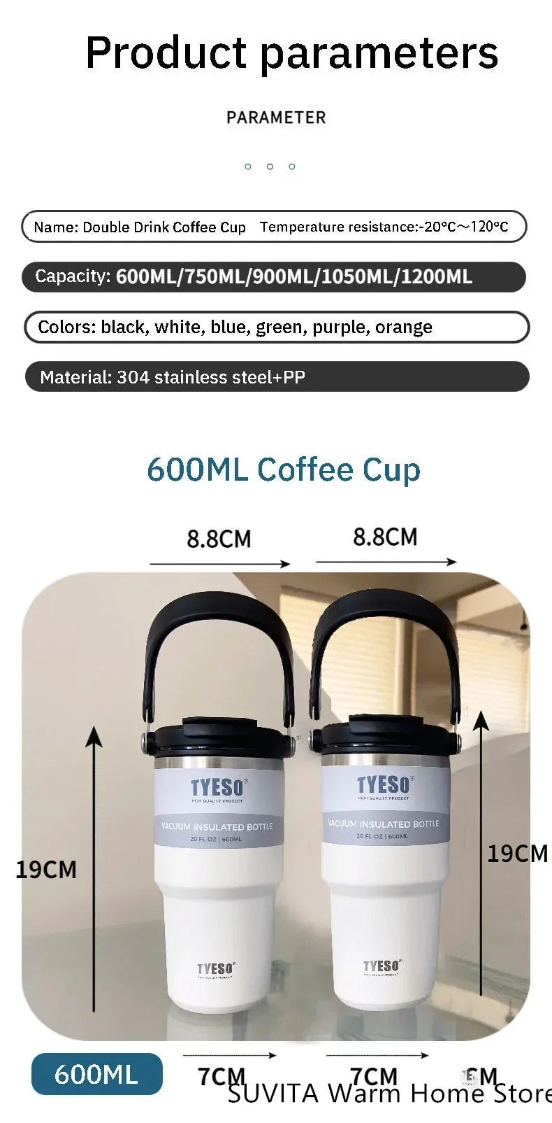 Stainless Steel Thermal Car Mug, Vacuum Insulated Travel Cup, Large Capacity with Dual Function Lid, Fits Cup Holders