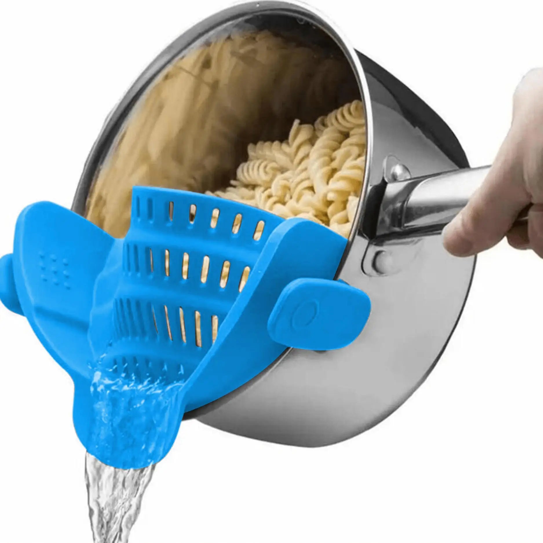 Clip on kitchen strainer for pots