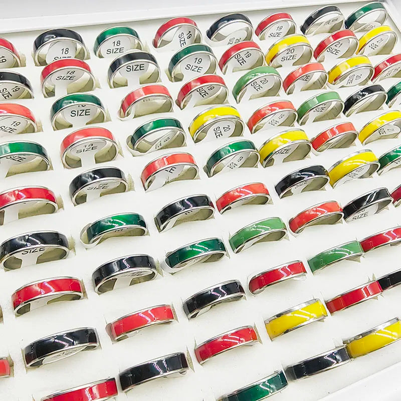 20pcs Wide Band Stainless Steel Ring Set for Men & Women