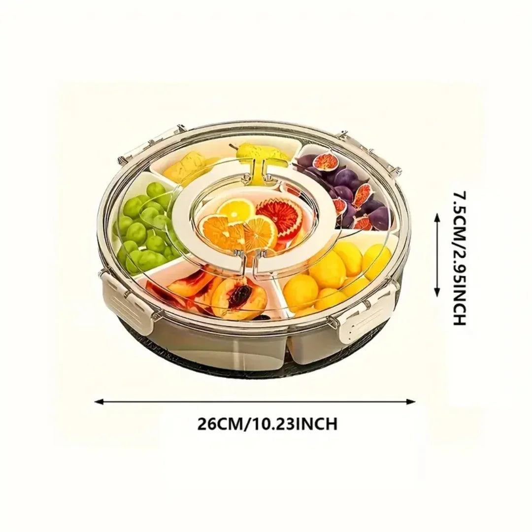 Portable rotating charcuterie board with lid