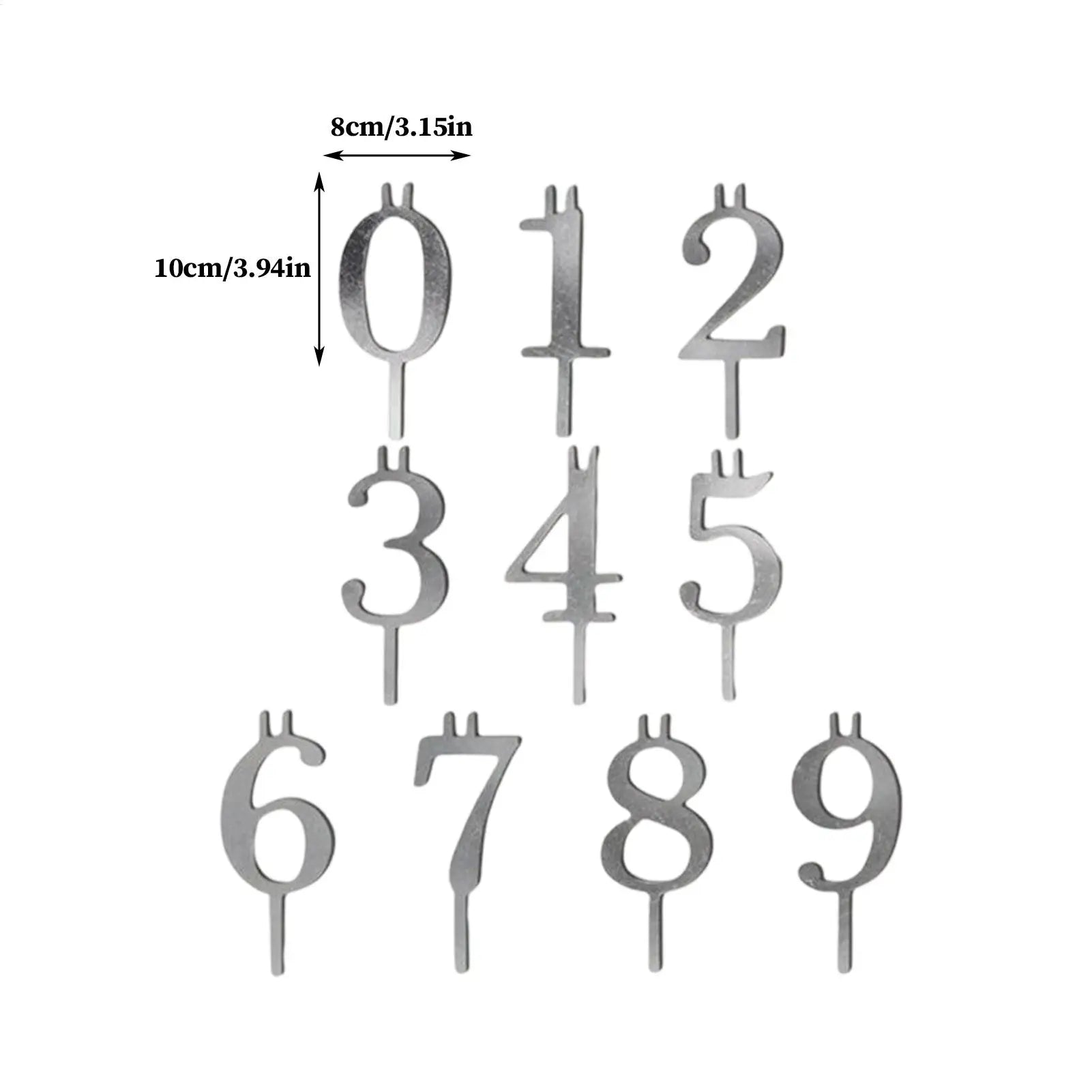 Number candlesticks for birthday cakes | Reusable metal decoration set from 0 to 9