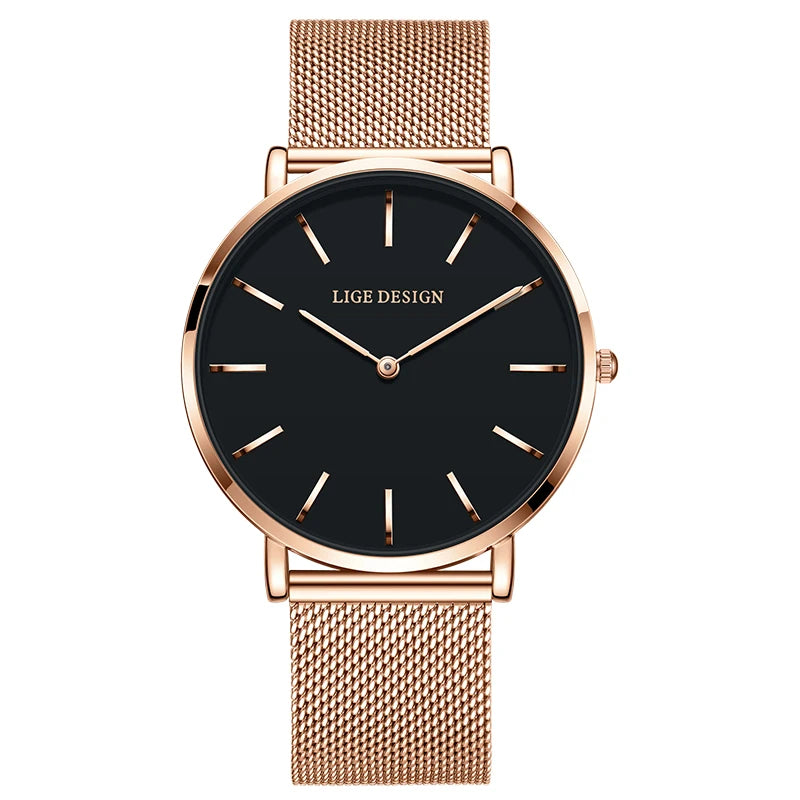 LIGE Women's Elegant Simple Quartz Waterproof Watch