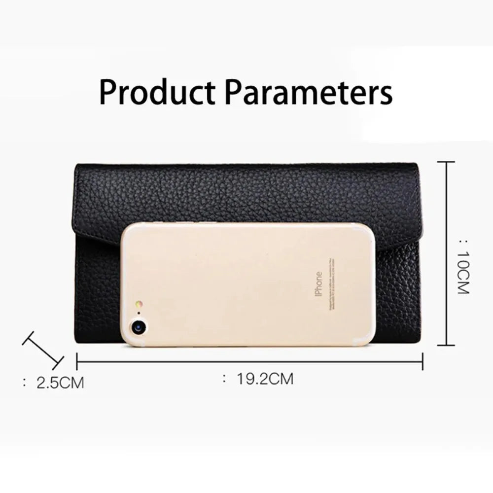 Women's Genuine Leather Long Wallet - Luxury Design with Card Holder