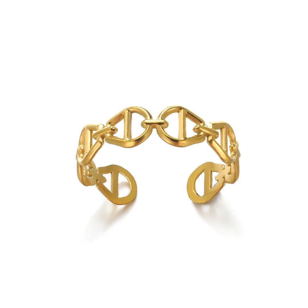 Stainless Steel Ring. Gold Finish. Classic Luxury Design