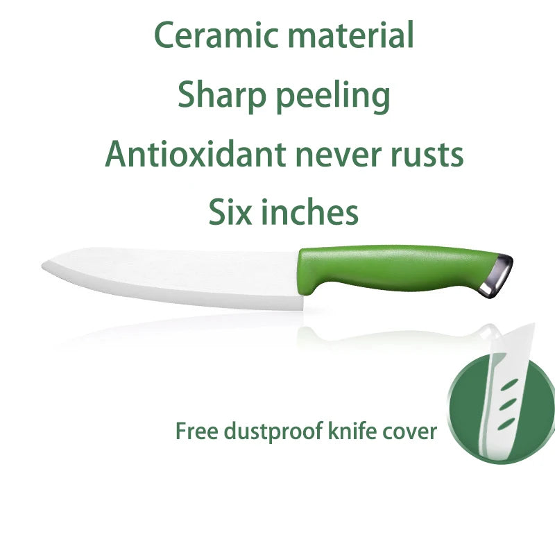 Set of 3 Ceramic Kitchen Knives - Multipurpose with Protective Sheath