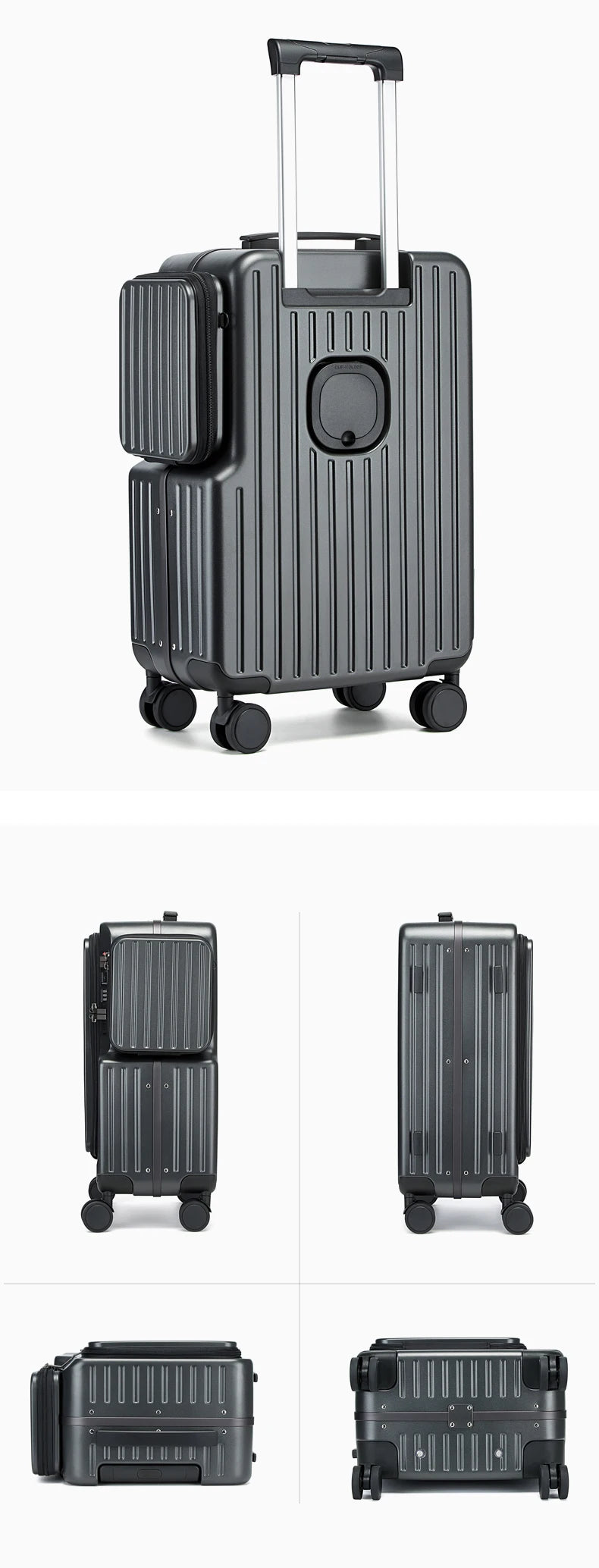 20-inch carry-on suitcase front opening design