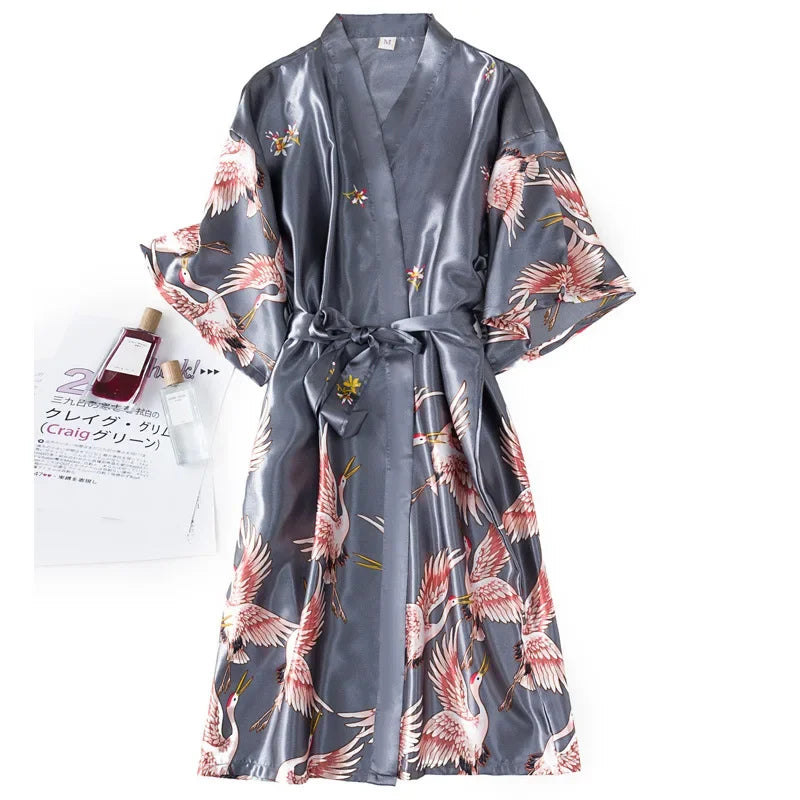 Women's Satin Kimono Robe Set