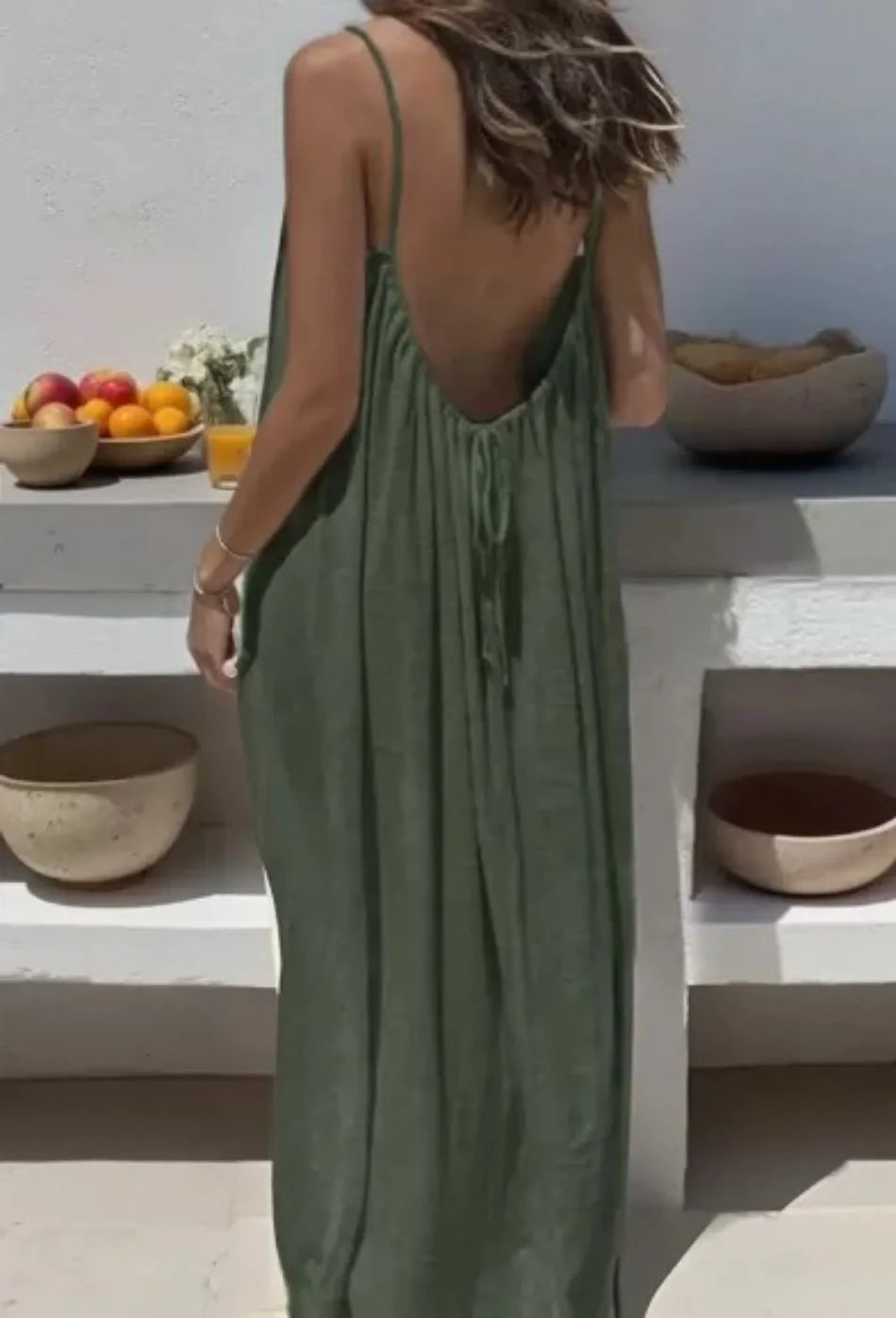 Women's long summer dress open back