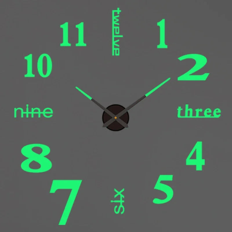 Large 3D acrylic wall clock with mirror effect