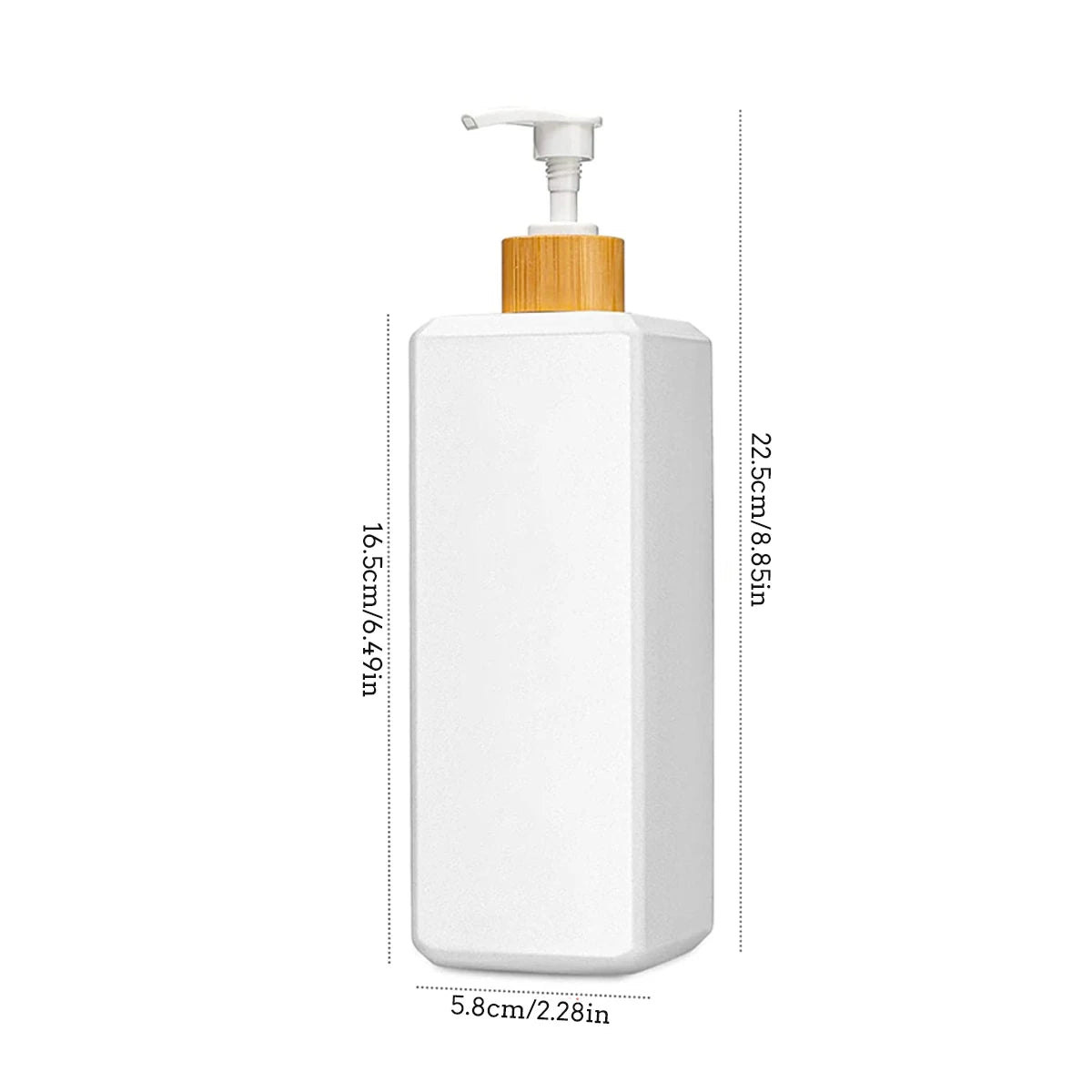 Bamboo Pump Dispenser Bottle Set - 500ml, Square Design for Bathroom
