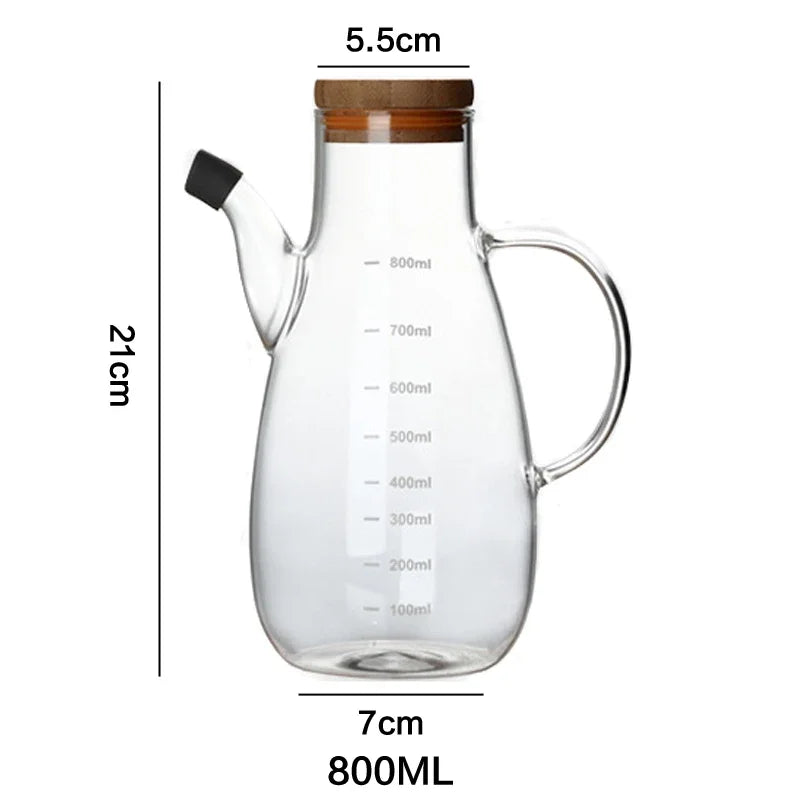 Glass Oil Bottle with Handle and Scale