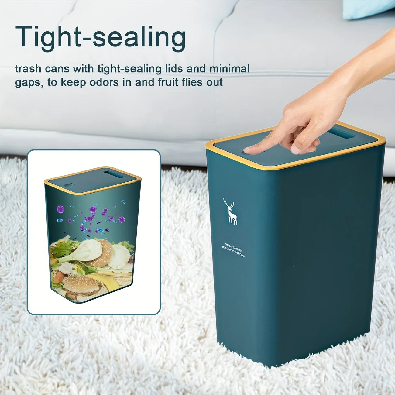 15 liter trash can with airtight lid