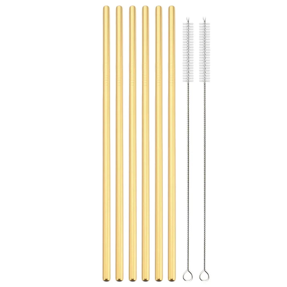 Gold Stainless Steel Reusable Straws Set