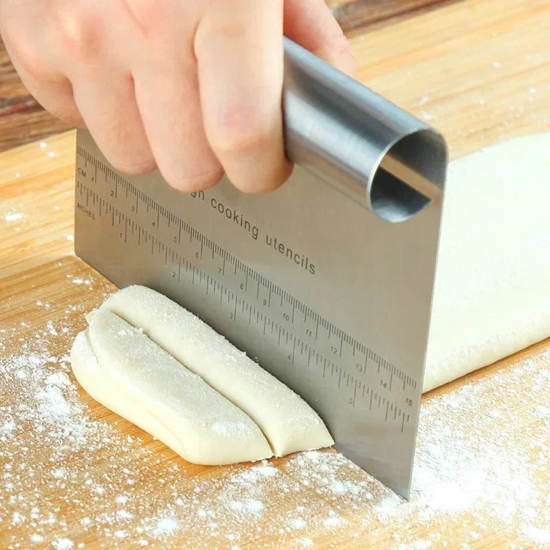 Stainless steel dough scraper with ruler