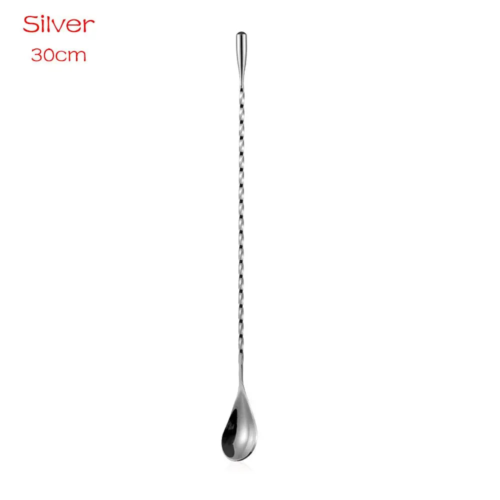 Cocktail Mixing Spoon (Long Handle, Spiral, Teardrop) | Stainless Steel Bartender Tool | Bar Stirring Spoon for Kitchen & Home Bar