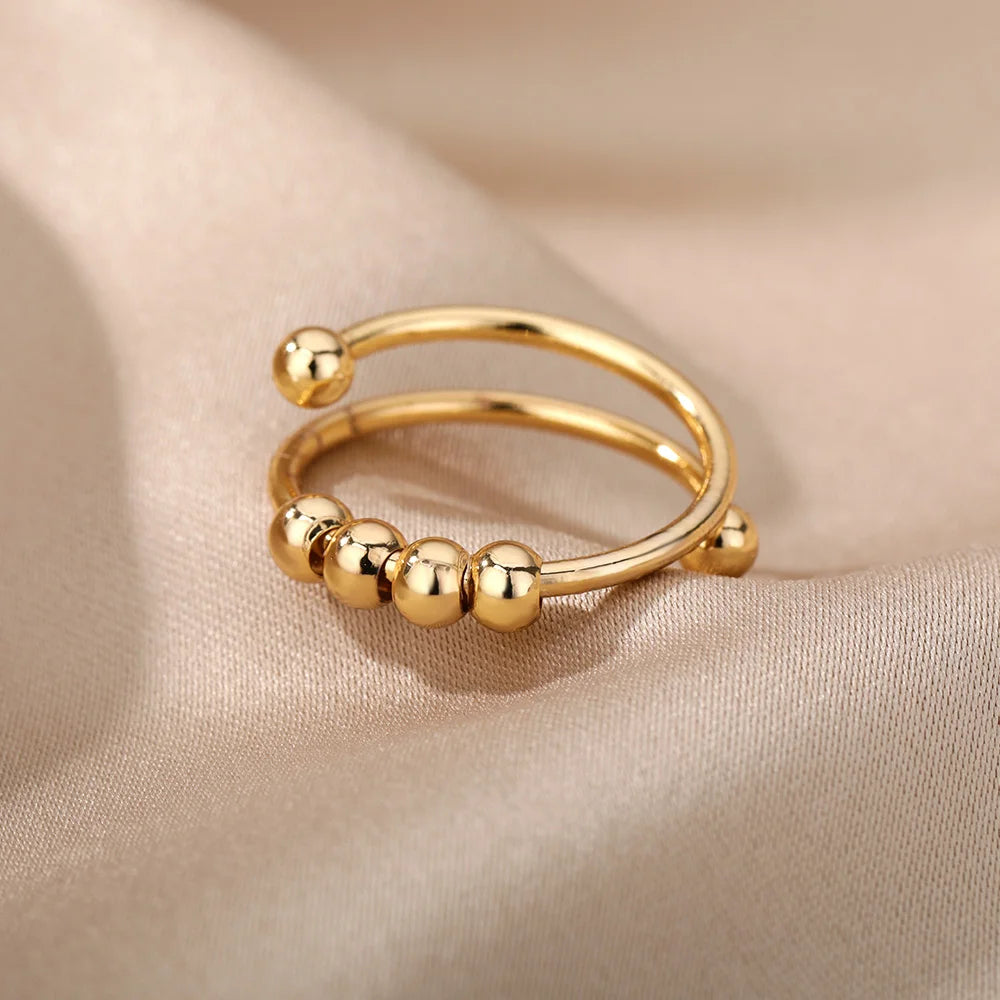 Stainless Steel Ring. Gold Finish. Classic Luxury Design