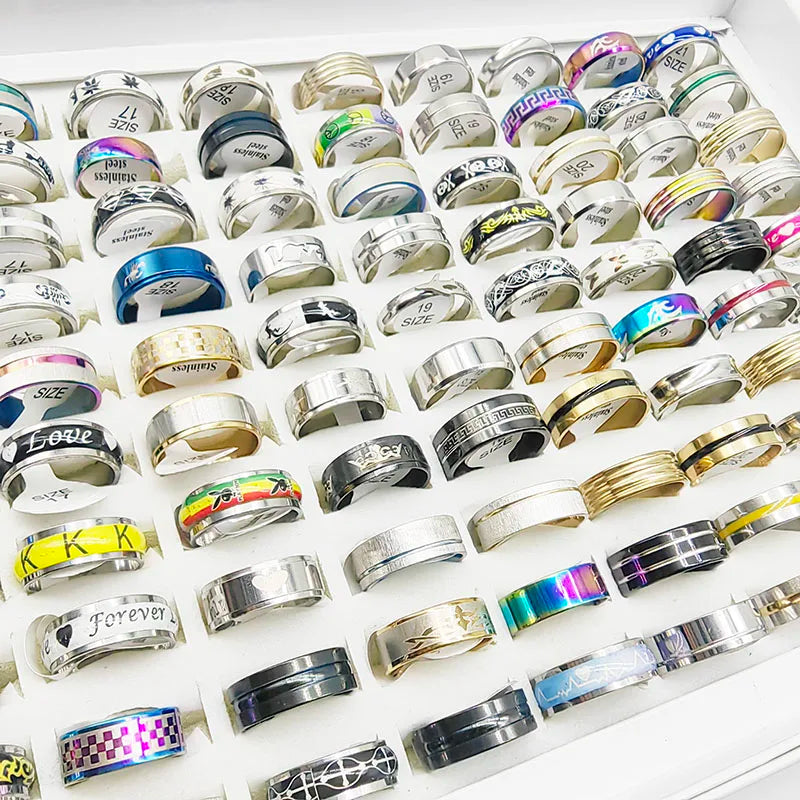 20pcs Wide Band Stainless Steel Ring Set for Men & Women