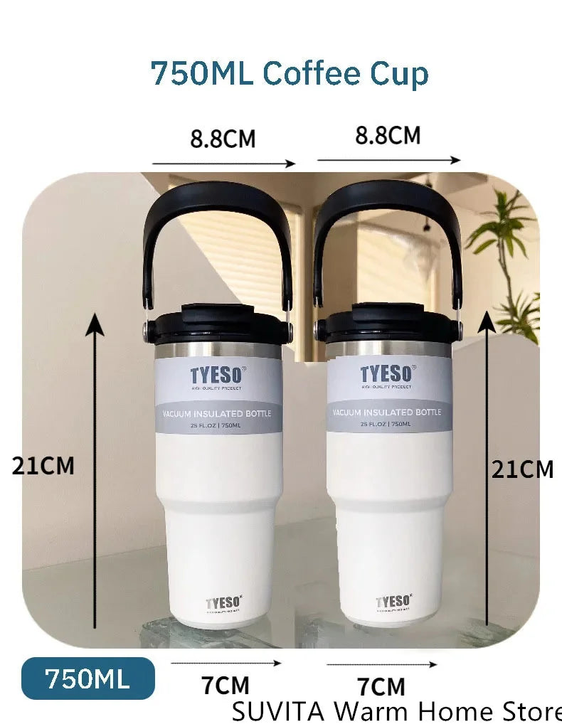 Stainless Steel Thermal Car Mug, Vacuum Insulated Travel Cup, Large Capacity with Dual Function Lid, Fits Cup Holders