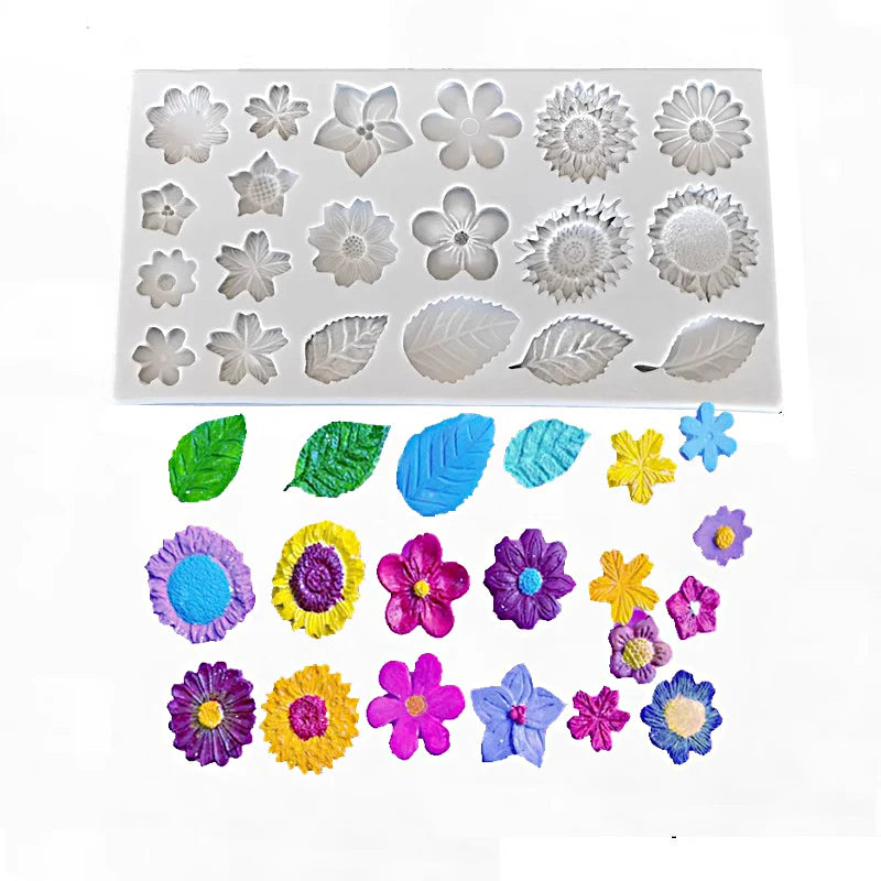 Floral silicone mold with rose shapes