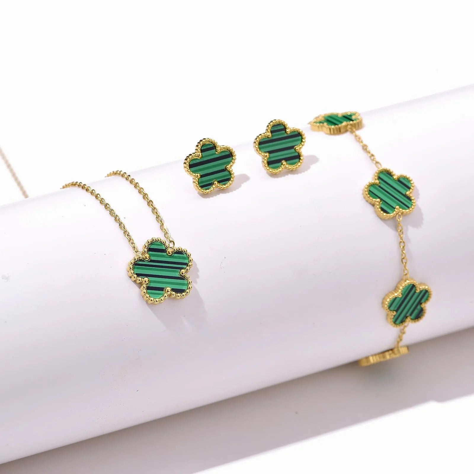 Women's Jewelry Set | Luxury Necklace, Bracelet and Earrings with Plum Blossom Design, Ideal Gift