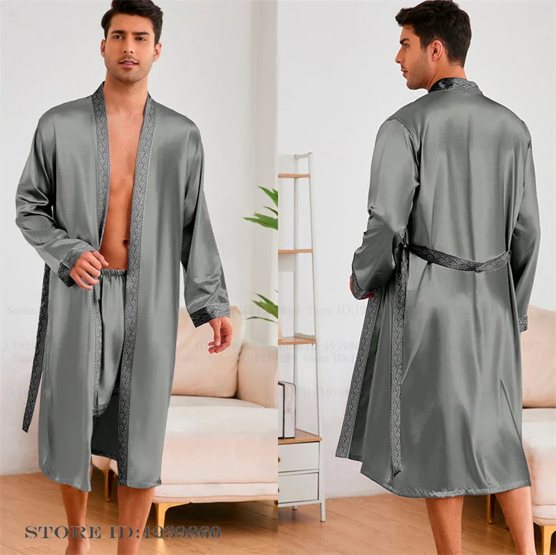 R-Men's Long Summer Pajamas | Rayon Baroque Kimono Robe - Look for it here