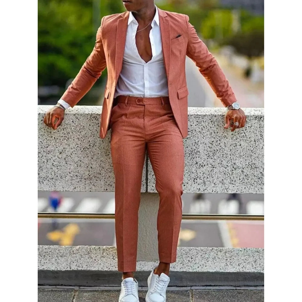 Mens 2 Piece slim fit Suit: Formal Wedding & Graduation Tuxedo