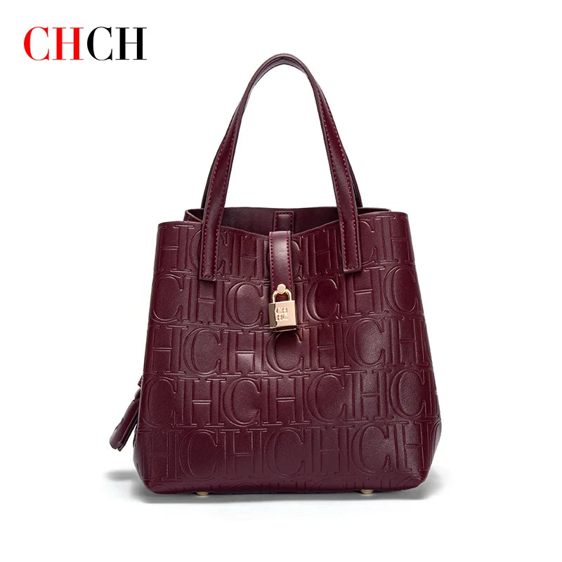 CH Women's Tote Bag | with Stamped Steel Texture, Handbag, Large Capacity