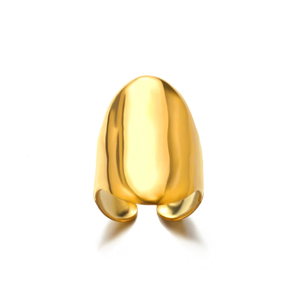 Stainless Steel Ring. Gold Finish. Classic Luxury Design
