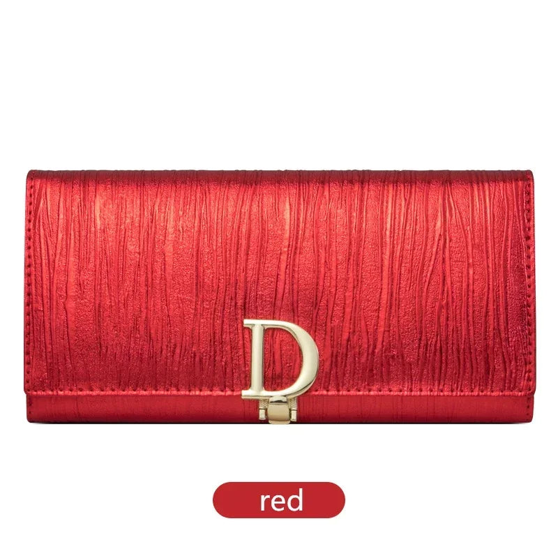 Women's Genuine Leather Long Wallet with Phone Compartment