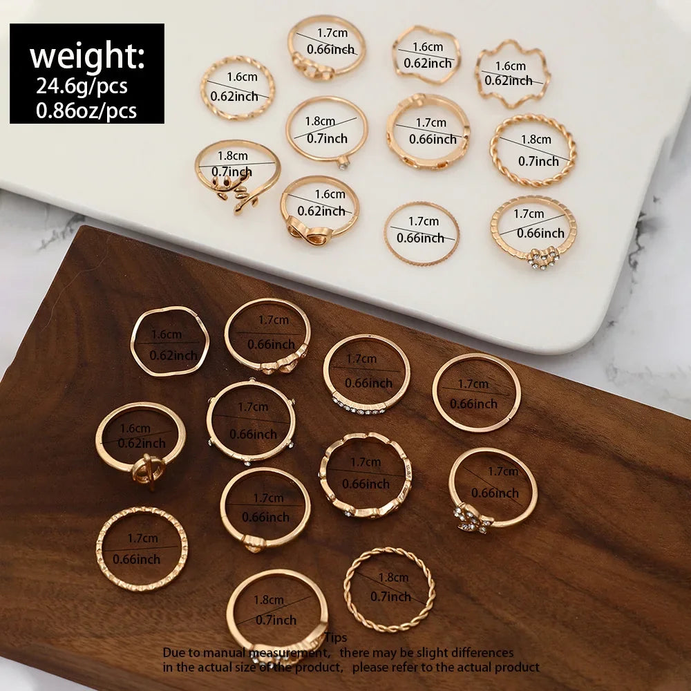 Set of 30 Women's Rings, Bohemian Geometric Stackable and Knuckle Rings, Gold and Silver Jewelry for Parties