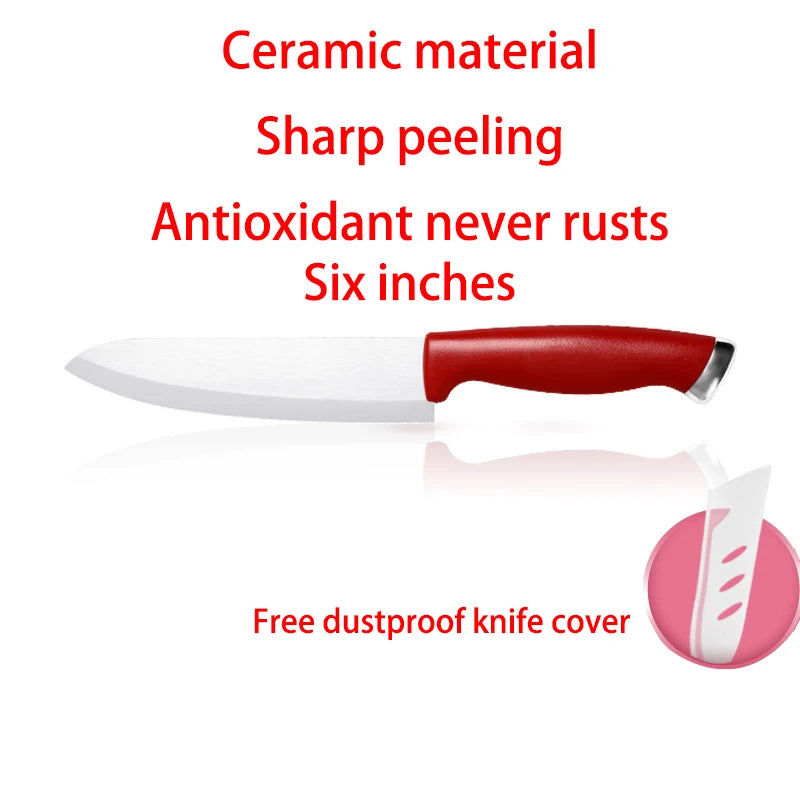 Set of 3 Ceramic Kitchen Knives - Multipurpose with Protective Sheath
