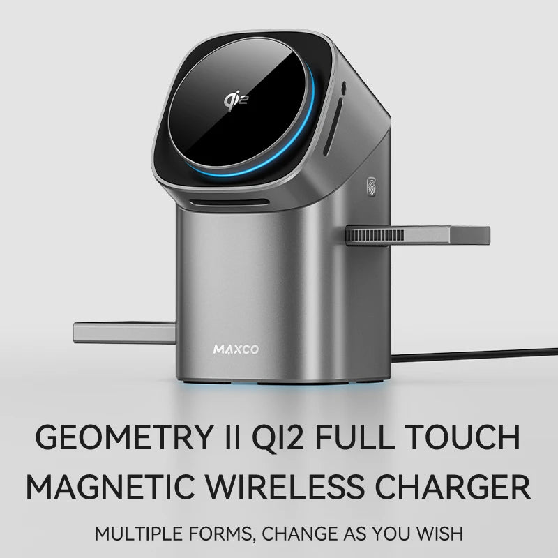 MAXCO Qi2 3-in-1 Wireless Charger, 15W Fast Magnetic Charging Station for iPhone 15/16, Apple Watch and AirPods