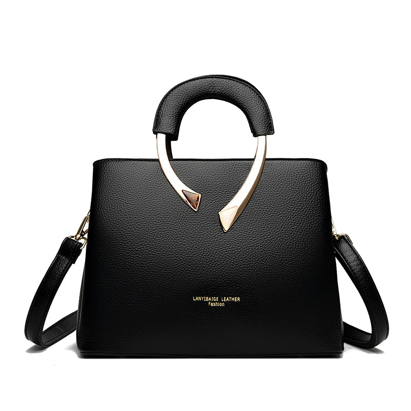 Large capacity women's handbag with compartments
