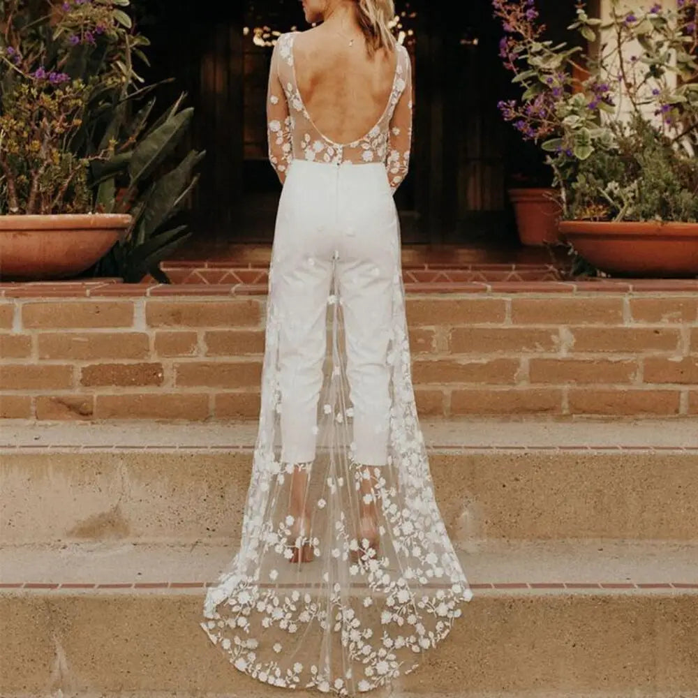 Women’s sheer lace bodysuit backless design