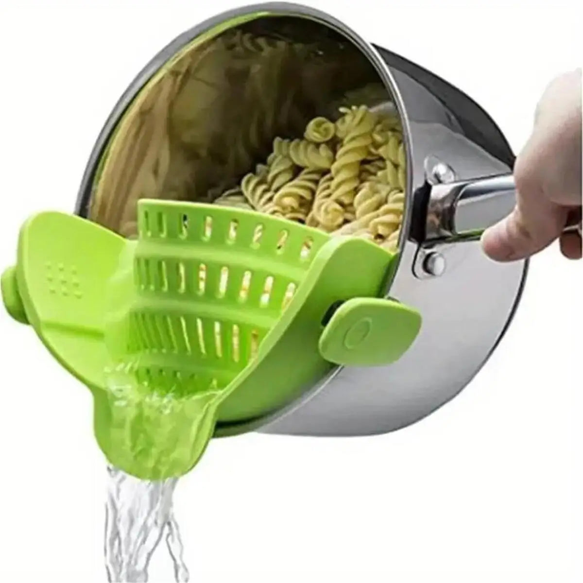 Clip on kitchen strainer for pots