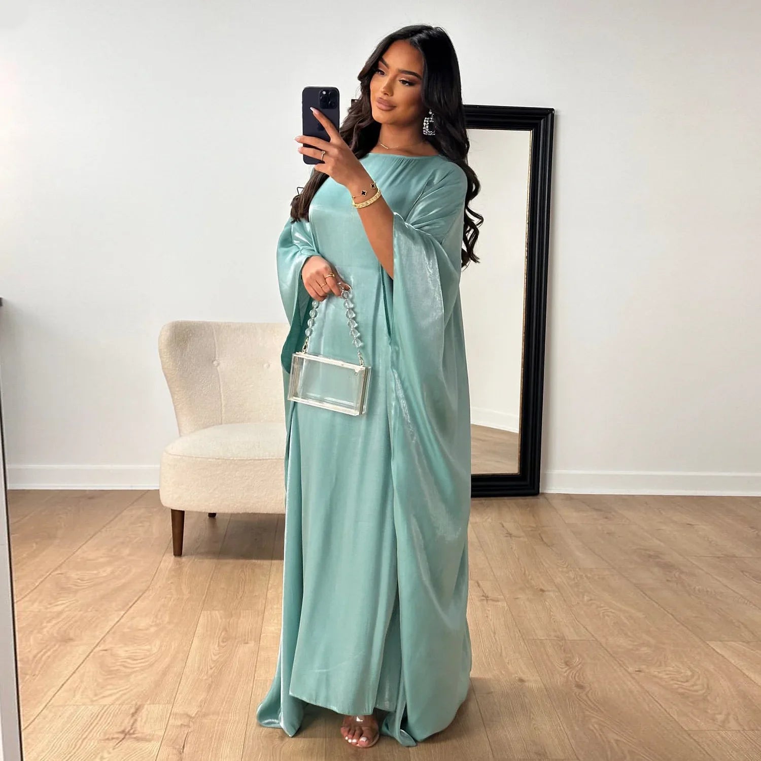 Shiny abaya with butterfly design