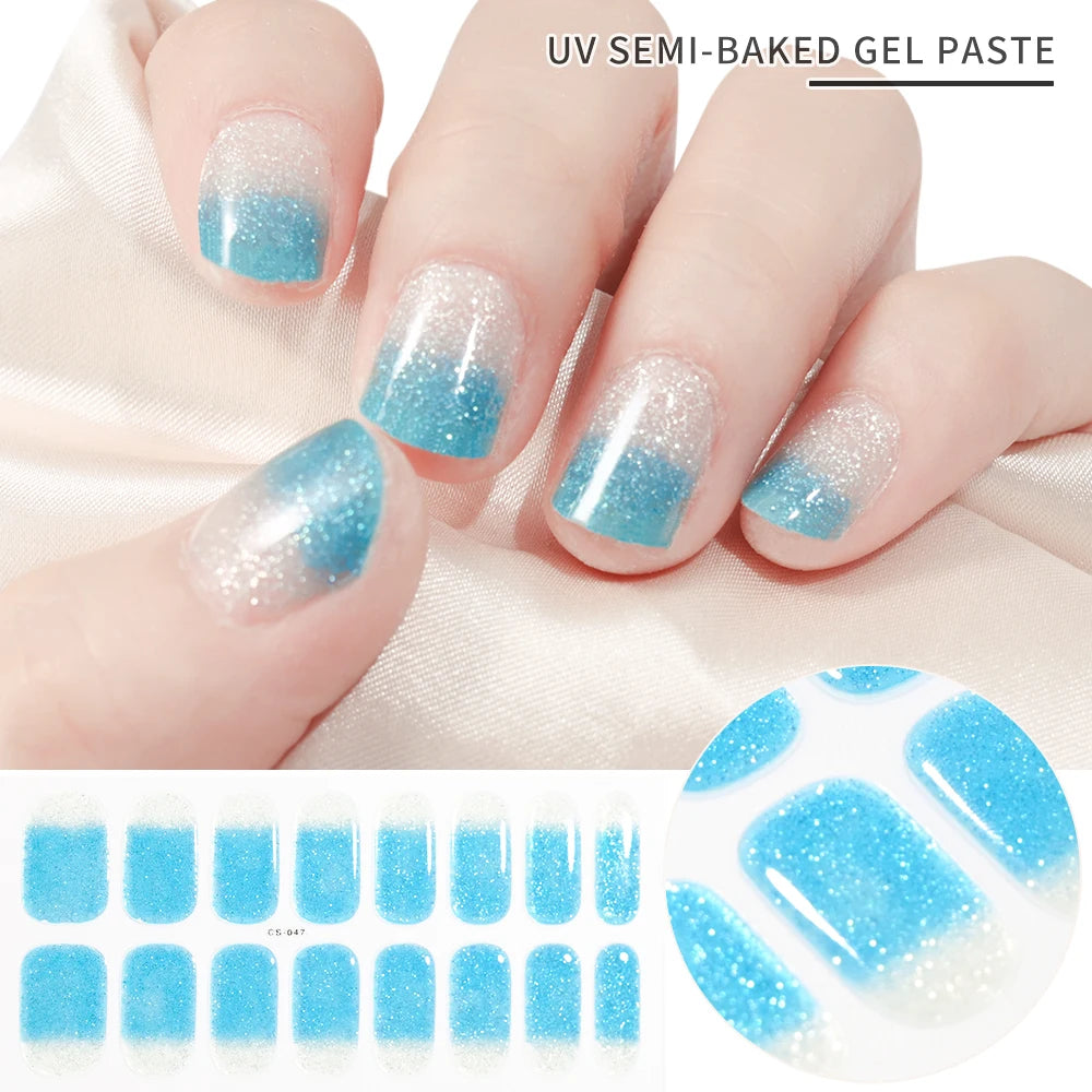 Semi-Cured Gel Nail Wraps with French Tips, Long Lasting for Nail Art & Extensions