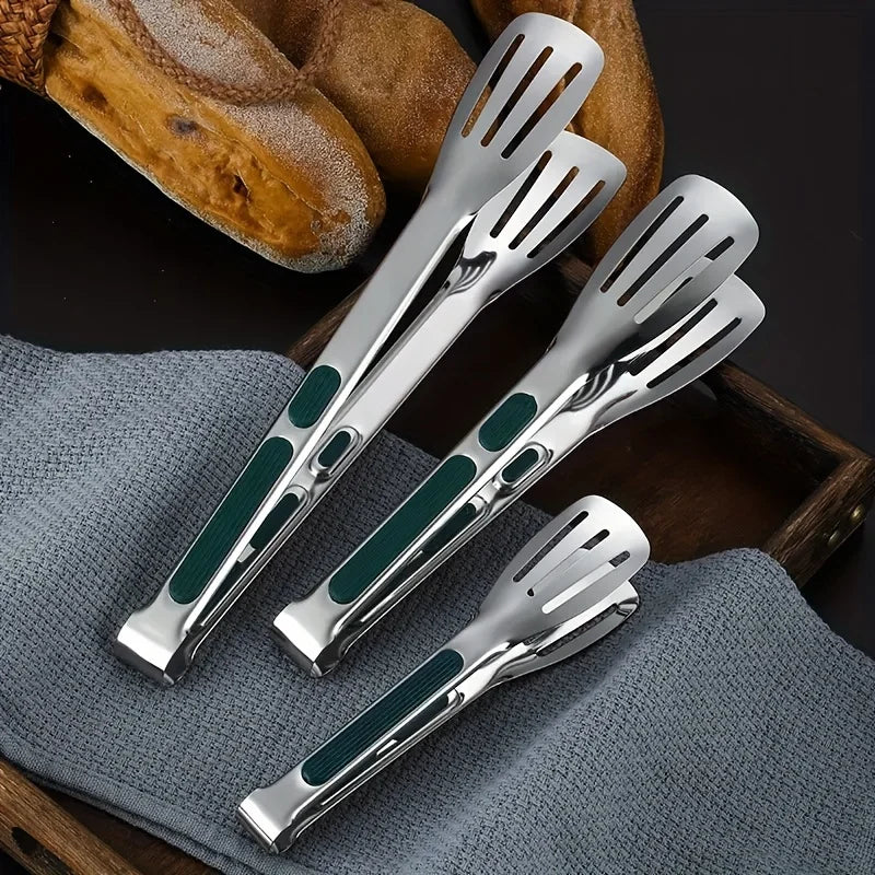 Stainless steel food tongs non-slip design