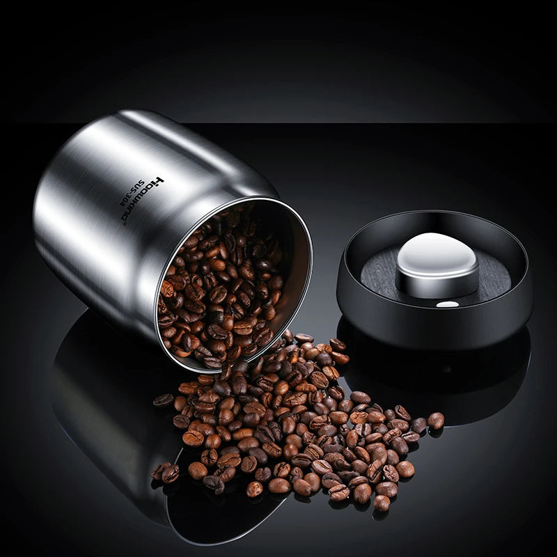 Stainless Steel Vacuum Sealed Coffee Jar, Airtight Moisture-Proof Container for Coffee Beans and Household Food