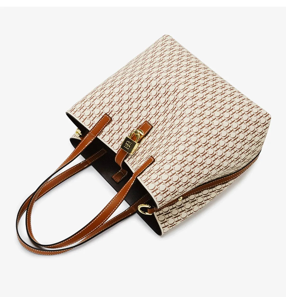 Large Capacity Women's Handbag, Tote Shoulder Bag with Letter Design, Elegant and Versatile for Daily Use, Work and City