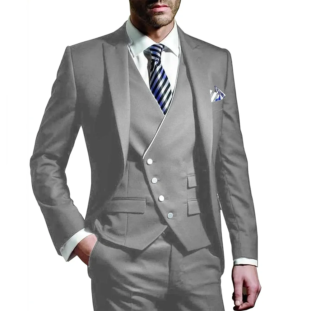 Men's 3-Piece Wedding suit: Slim Fit Jacket, Vest & Trousers