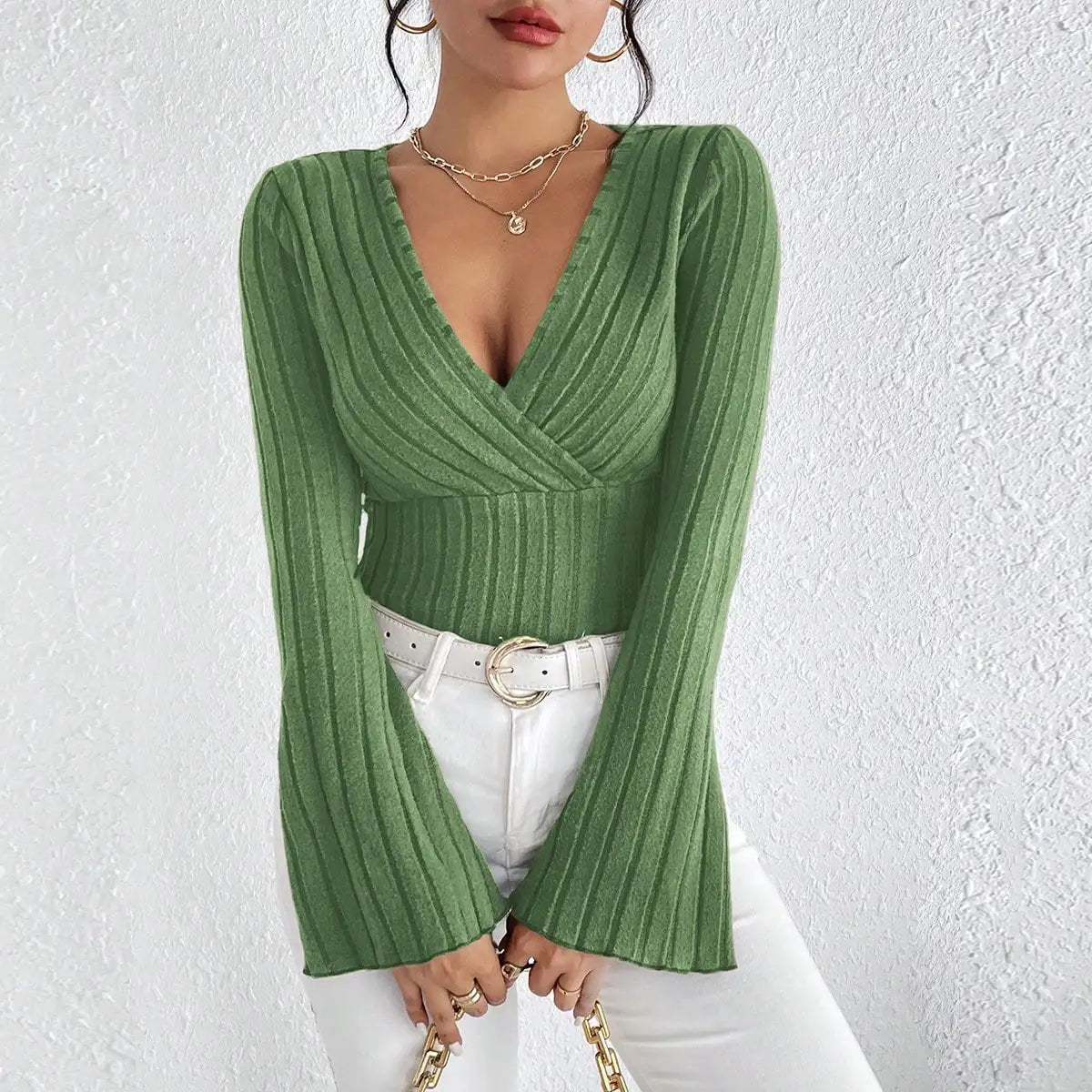 Women's Long Sleeve V-Neck Top