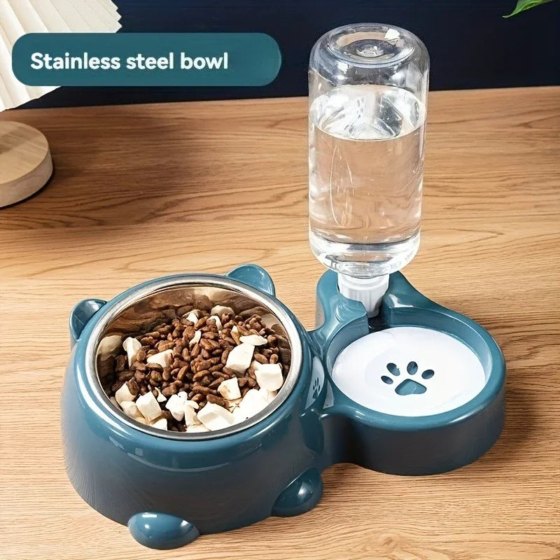 Ms-Automatic Pet Feeder | with Water Dispenser, Feeding System, Battery-Free, for Cats and Dogs, with Nozzle, for Pets