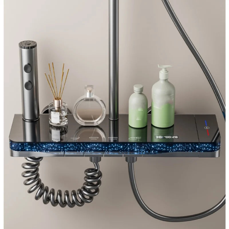 LED Shower Mixer Tap with 4 Functions and Temperature